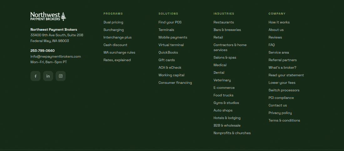 Northwest Payment Brokers — Footer