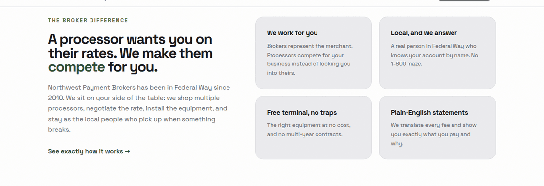 Northwest Payment Brokers: Feature section